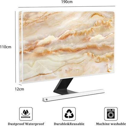 Baocicco Abstract Waterproof TV Screen Cover with Marble Design Aesthetic Television Covers for Xmas Decoration Anti-Static Dustproof Protective Cover for LED LCD OLED TVs 80 Inch