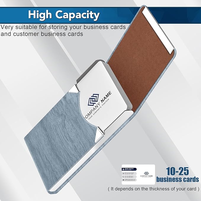 Business Card Holder with Ultra Slim Design, Business Card Case with Premium PU Leather, Suit Pocket Metal Card Holder for Women/Men, Magnetic Closure Quick Access Cards