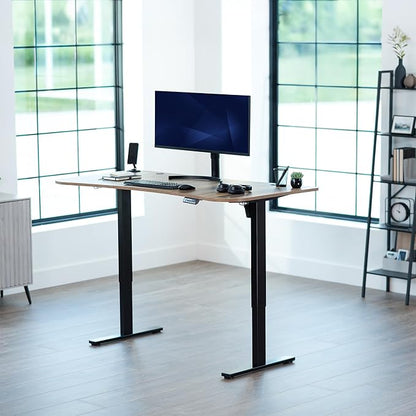 VIVO Electric 63 x 32 in Standing Desk, Memory Height Adjustment, 1B Series, Holds 220 lbs, Reclaimed Wood Top Black Frame, DESK-KIT-1B1P
