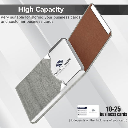 Business Card Holder with Ultra Slim Design, Business Card Case with Premium PU Leather, Suit Pocket Metal Card Holder for Women/Men, Magnetic Closure Quick Access Cards