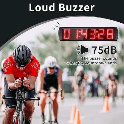 Portable 5 inch High 6 Digits LED Race Clock with for Running Events, Countdown/up Digital Race Timer, 12/24-Hour Clock,LED Stopwatch by Remote Control