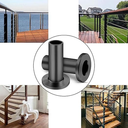 CKE 40 Pack T316 Stainless Steel Black Protector Sleeves for 1/8" 5/32" or 3/16" Cable Deck Stair Railing Kit System, Black Cable Railing Protective Sleeves for Wood Posts, DIY Balustrade, BCR01-3/16