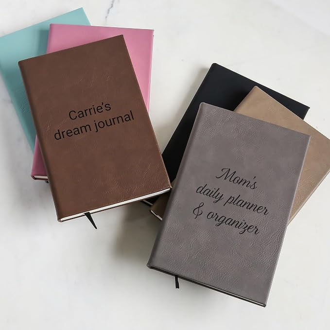 Lifetime Creations Customized Create Your Own Notebook Journal (Gray) - Personalized Hardcover Vegan Leather Journaling Notebooks, Business Gift for Women, Men, Teachers, Professionals