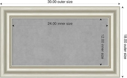 Amanti Art Silver Framed Magnetic Board 18x30 Small Vision Board for use with Magnets, 100% Metal Sheet to Display Items as Office Decor or for Home Organization in mudroom, Kitchen or Kids Room