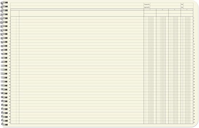 BookFactory Accounting Ledger Notebook/Large 4 Column Accounting Ledger Columnar (Four Columns) Log Book - 17'' x 11'', 100 Pages, Wire-O Landscape Format (Made in USA)