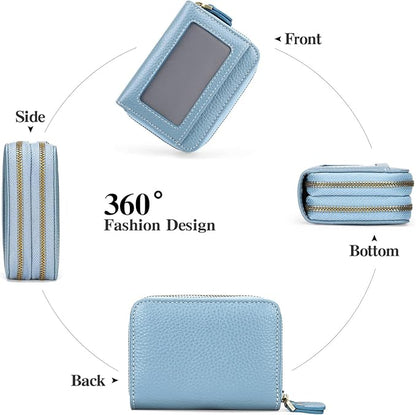 GOIACII Small Genuine Leather Wallet for Women, RFID Blocking Credit Card Holder Wallet