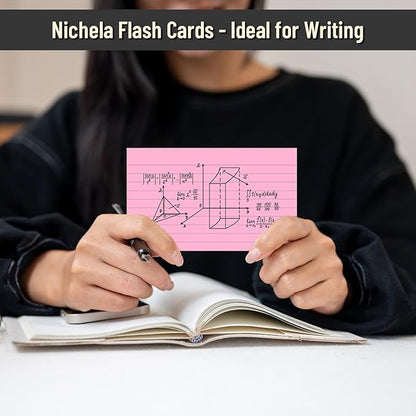 300 Count Index Cards 3 x 5 Inch Ruled Pink Index Cards, Flash Cards College Ruled for School, College, Office and Home Organization, Durable Study To Do List Note Cards with Ruled Lines