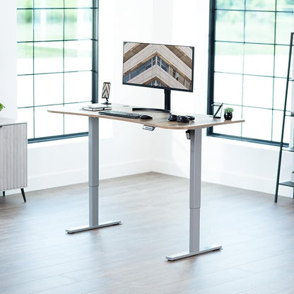 VIVO Electric 63 x 32 in Standing Desk, Memory Height Adjustment, 1B Series, Holds 220 lbs, Reclaimed Wood Top Gray Frame, DESK-KIT-1G1P