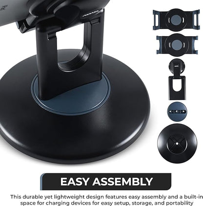 Aidata Tablet Stand - Compatible with iPad, iPad mini, and Most 6-Inch-13-Inch Tablets, Adjustable Commercial POS Holder with 360-Degree Swivel, for Retail, Classroom, Business, and Home, Black