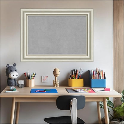 Amanti Art Silver Framed Magnetic Board 22x30 Medium Vision Board for use with Magnets, 100% Metal Sheet to Display Items as Office Decor or for Home Organization in mudroom, Kitchen or Kids Room