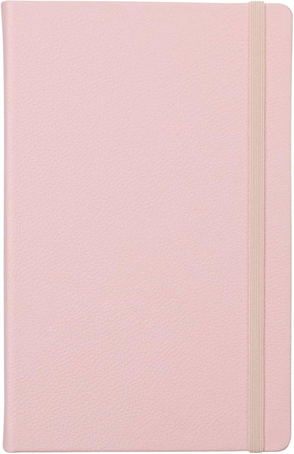 Leather Notebook, Writing Journal, Full-Grain Leather, Narrow Ruled Paper, Notebooks for Work & School, Quartz Pink (8.4" x 5.4”)