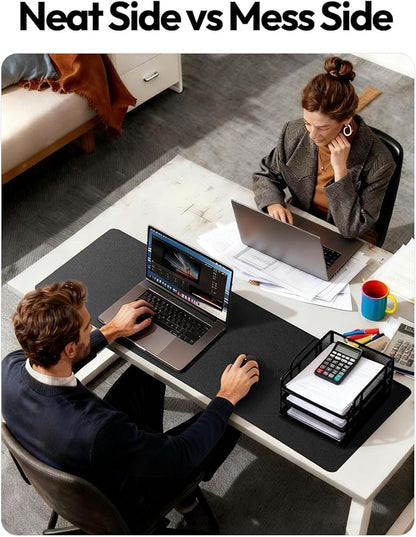 YSAGi Leather Desk Protector, Office Mat, Large Mouse Mat, Non-Slip PU Leather Blotter, Laptop Pad, Waterproof Writing Pad for Office and Home (Black, 47" x 17")
