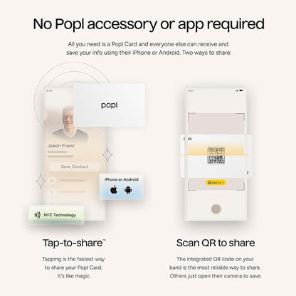Popl Smart NFC Business Card - Sleek Modern Digital Business Card w/Instant App-Free Sharing - Customizable NFC Cards Compatible w/iPhone & Android (White)