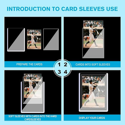 400 Card Sleeves Top Loaders for Cards - 3" x 4" Toploader, 35pt Hard Card Sleves for Trading Cards, Baseball, Sports Collectibles (200 Hard Toploaders + 200 Soft Penny Sleeves)