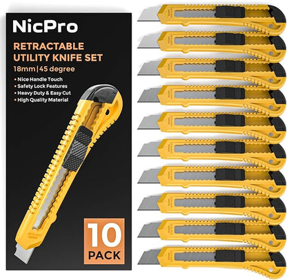 Nicpro 10 Pack Utility Knife Set (10 Pack)