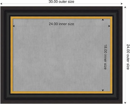 Amanti Art Black Framed Magnetic Board 24x30 Medium Vision Board for use with Magnets, 100% Metal Sheet to Display Items as Office Decor or for Home Organization in mudroom, Kitchen or Kids Room