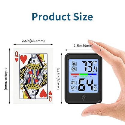 Digital Thermometer Hygrometer, Indoor Wall Thermometer, Indoor Humidity Temperature Monitor with Max&Min Records Backlit for 10S for Greenhouse, Home and Office Measuring Devices