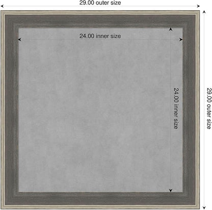 Amanti Art Grey Framed Magnetic Board 29x29 Medium Vision Board for use with Magnets, 100% Metal Sheet to Display Items as Office Decor or for Home Organization in mudroom, Kitchen or Kids Room