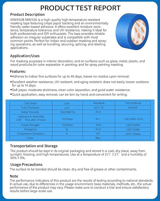 KIWIHUB 10 Rolls Painters Tape 2 inch Wide, Blue Painters Tape Bulk, Blue Masking Tape for Multi Purpose, Wall Painting, Home Improvement, DIY Crafts, 1.88 Inch x 550 Yards