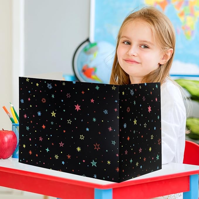 Crtiin 24 Pcs Privacy Folders for Students Desk Dividers Standard School Privacy Cardboard Board Testing Dividers Shield for Classroom Teacher Supplies Keep Eyes from roving(Vibrant)