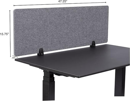 Stand Up Desk Store ReFocus Raw Clamp-On Acoustic Desk Divider Mounted Privacy Panel to Reduce Noise and Visual Distractions (Castle Gray, 47.25" x 16")