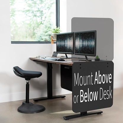 VIVO Clamp-on 24 x 24 inch Privacy Panel, Sound Absorbing Cubicle Desk Divider, Acoustic Partition, Dark Gray, PP-1-V024D