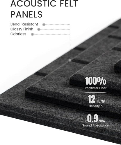 Fluxynara Felt Bulletin Board Tiles Large 48"x36"Cork Board Alternative-12 Pack with 70 Adhesive Tabs, Thick Slat Wall Panels for Office Decor, Push Pin Board Wall Organizer Alternative-Charcoal Gray
