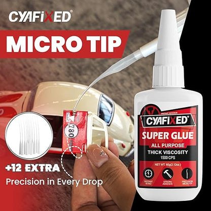 Thick Super Glue 120 Gram, Clear All Purpose Ca Glue Repair Wood Furniture Metal Plastic Crafts, Heavy Duty Instant Cyanoacrylate Adhesive for Woodworking Ceramic Leather Shoe Sole Glass Pottery