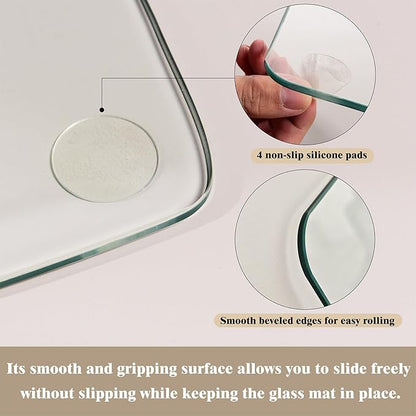 Koonmi Tempered Glass Chair Mat for Hardwood Floors & Carpets, 36" x 55“ Transparent Heavy Duty Office Floor Protector with Noise-Free Gliding Shatterproof for Home Office Desk