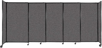Versare Straightwall Sliding Portable Wall Partition | Freestanding Office Dividers | Locking Wheels | Temporary Room Separator | 11'3'' Wide x 5' Tall Charcoal Gray Fabric Panels