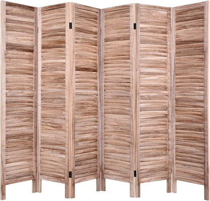 Giantex 6 Panel Wood Room Divider, 5.6 Ft Tall Folding Freestanding Partition Privicy Room Dividers Screen for Home, Office, Restaurant, Bedroom (Brown)