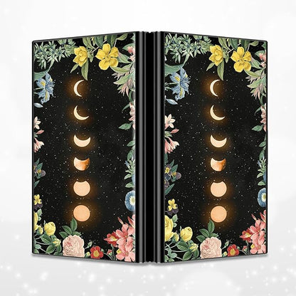 BWEGRHE Slim Credit Card Holder, Moon Flower RFID Blocking Metal Wallet for Men & Women, Aluminum Minimalist Hard Case Pocket-Sized Business Cards Organizer (Fits Up to 10 Cards)