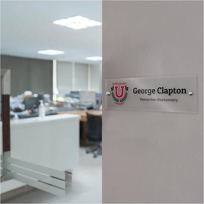 Custom Door Name Plate with Business Logo - 28 Backgrounds - Personalized Name Plate for Wall, Office Decor, Workspace Decorations