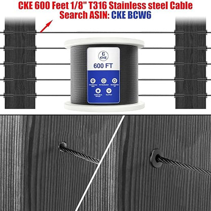 CKE 40 Pack T316 Stainless Steel Black Protector Sleeves for 1/8" 5/32" or 3/16" Cable Deck Stair Railing Kit System, Black Cable Railing Protective Sleeves for Wood Posts, DIY Balustrade, BCR01-3/16