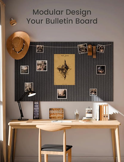 Fluxynara Large Felt Bulletin Board 48" x 36" Cork Board Alternative-12 Pack with 70 Safe Removable Adhesive Tabs, Cork Boards for Walls for Home Office Classroom Pin Board (Deep Charcoal Blue)