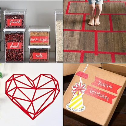 KIWIHUB Red Painters Tape,1” x 60 Yds x 5 Rolls (300 Yards Total) - Medium Adhesive Masking Tape for Painting,Labeling,DIY Crafting,Decoration and School Works
