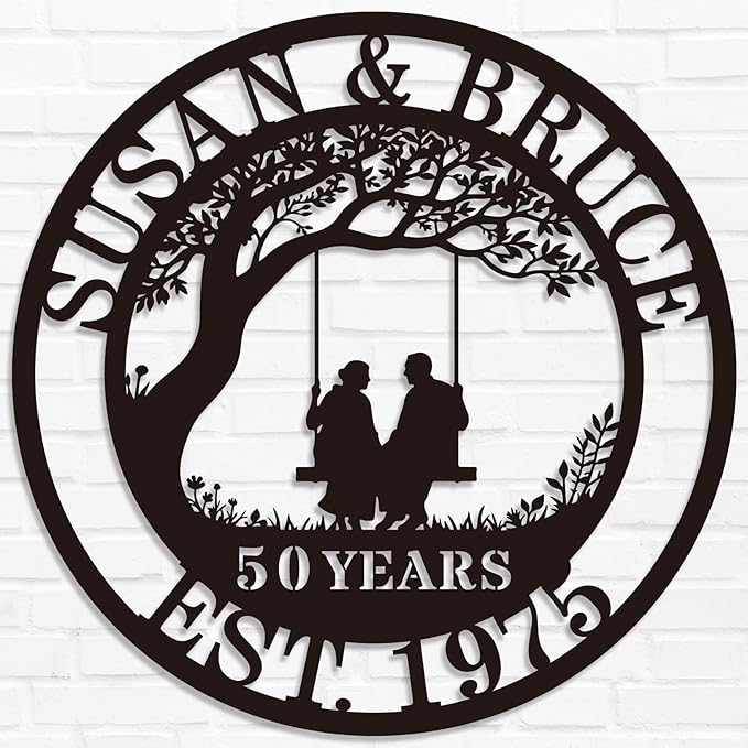 Personalized Wedding Anniversary Sign Gifts,Custom 50th 40th 65th 60th 25th 20th 10th 5th 70th Anniversary Metal Sign,Wedding Gifts for Couples,House Warming Gifts New Home,Custom Name Sign