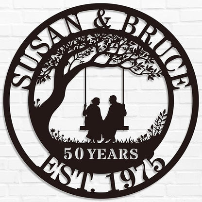 Personalized Wedding Anniversary Sign Gifts,Custom 50th 40th 65th 60th 25th 20th 10th 5th 70th Anniversary Metal Sign,Wedding Gifts for Couples,House Warming Gifts New Home,Custom Name Sign