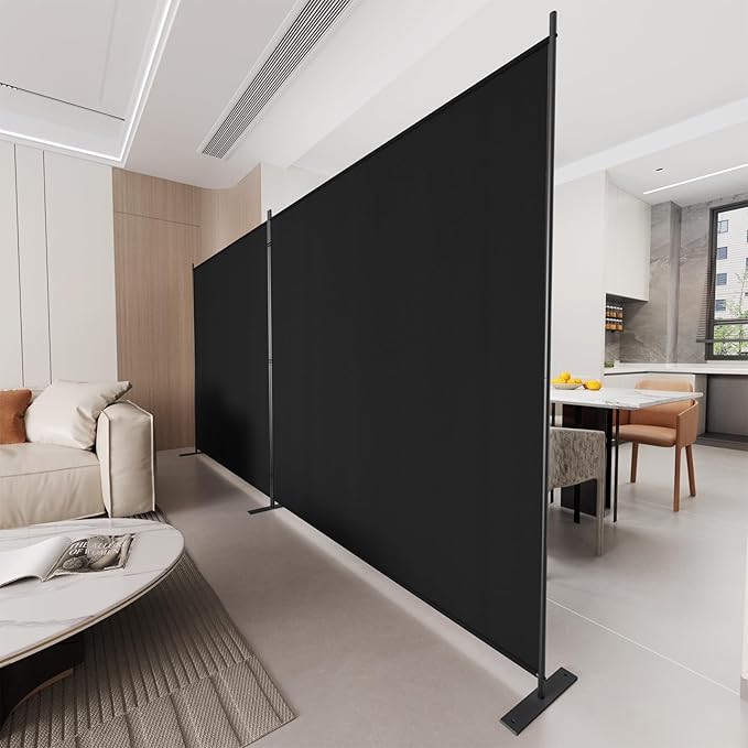 C-Hopetree 2 Panels Room Divider, 6 Ft Tall Indoor Folding Privacy Screen, Portable Partition Separator, Freestanding Separation Temporary Wall for Office, Bedroom, 142" W X 71" H, Black
