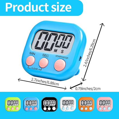48 Pcs Digital Kitchen Timer Bulk, Small Magnetic Backing Stand Timer, Large Digits Egg Timers LCD Display Loud Alarm Stopwatch Timers Classroom Count up Countdown Timers for Office Cooking