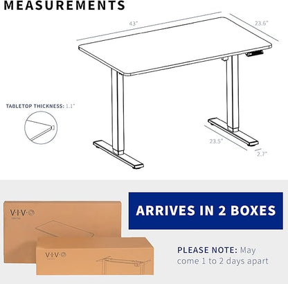 VIVO Electric 43 x 24 in Standing Desk, Memory Height Adjustment, 1B Series, Holds 220 lbs, White Top, White Frame, DESK-1W4W