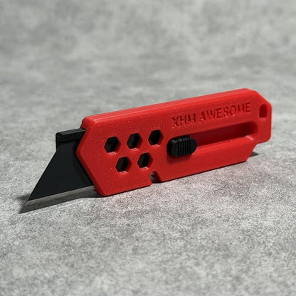 XHM Awesome Small Box Cutter Retractable Blade Ultility Knife, For Artwork, Cardboard Cutting, Package/Letter Opening, Home, Office & EDC Use, Pack of 3 (RED)