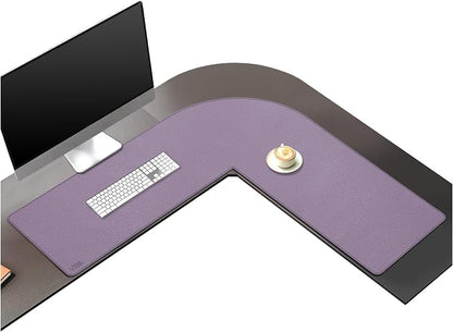Vyaaa L Shaped Desk Mat, (39.4"+ 39.4") x 13" PU Leather Corner Desk Mat, Reversible L-Shape Desk mat, XL Gaming Mouse Pad for Computer, Gaming, Writing, Home and Office (Light Purple)