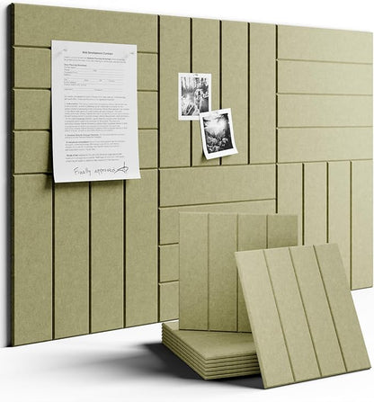 Fluxynara Large Felt Bulletin Board 48" x 36" Cork Board Alternative - 6 Pack with 40 Safe Removable Adhesive Tabs, Cork Boards for Walls Cork Board for Home Office Classroom Pin Board (Olive Green)