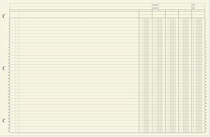 BookFactory Ledger Sheets/Large 5 Column Accounting Ledger Columnar (Five Columns) Loose Leaf Paper - 17'' x 11'', 50 Pages, Loose Leaf, 3 Hole Punched (Made in USA)
