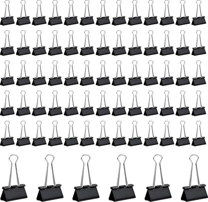 72 PCS Medium Binder Clips – 1.6Inch Heavy Duty Black Metal Paper Clamps, Paper Clips Clamps for Documents Reports, School Teachers Office Supplies