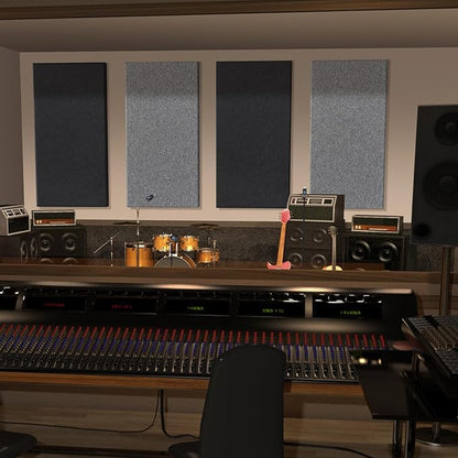 2” Thick Acoustic Panels with Hanging Hardware, 2 PCS 47.2” x 23.6” Fiberglass Sound Absorbing Panels for Home Theater Church Office Wall, Black