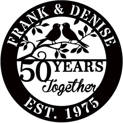 efcustomgifts Personalized 50th Anniversary Metal Signs for Couple, Wedding, Family Name Gifts, 8x10 or 11x14 inches, Black, Classic Style, Love Theme