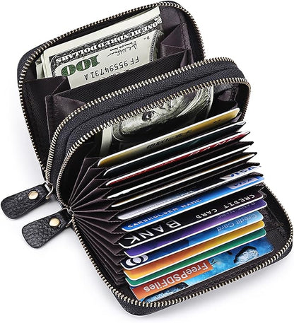 GOIACII Small Genuine Leather Wallet for Women, RFID Blocking Credit Card Holder Wallet