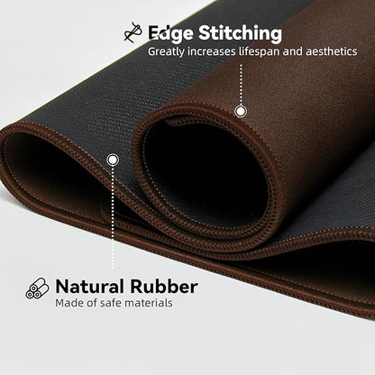 Reniteco Waterproof Large Gaming Mouse Pad with Durable Stitched Edges, Non-Slip Rubber Base, Grainy Jacquard Mouse Mat Desk Pad for Home Office Gaming, 35.4''x15.7''x0.12'', Matte Brown